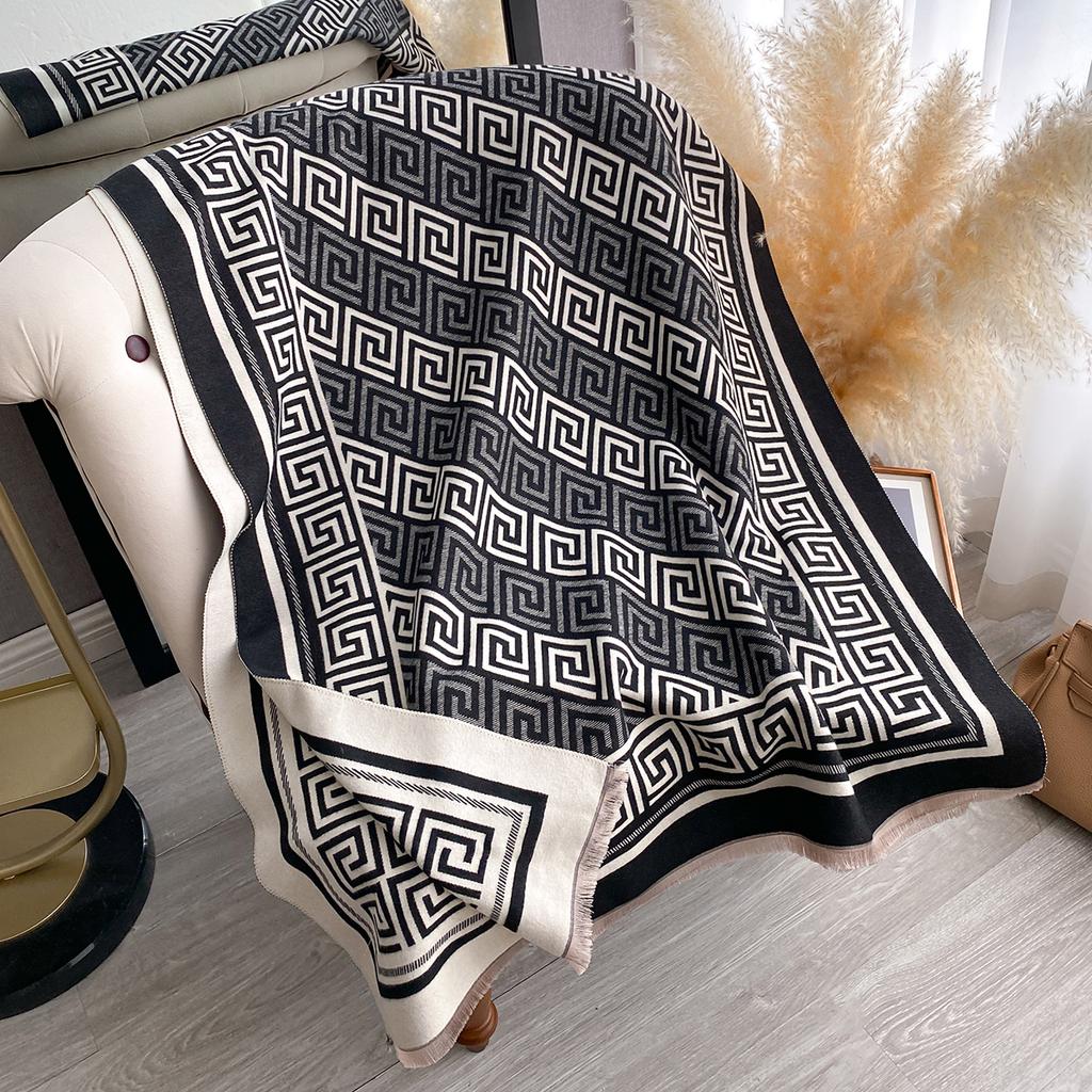 Winter Women  Imitaion Cashmere Scarves Thick Warm Shawl Plaid Jacquard Soft Female Bufanda Pashmina Poncho Scarf