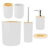 6Pcs Set Household Bathroom Soap Box Toothbrush Holder Rinse Cup Lotion Bottle Accessories KitWhite