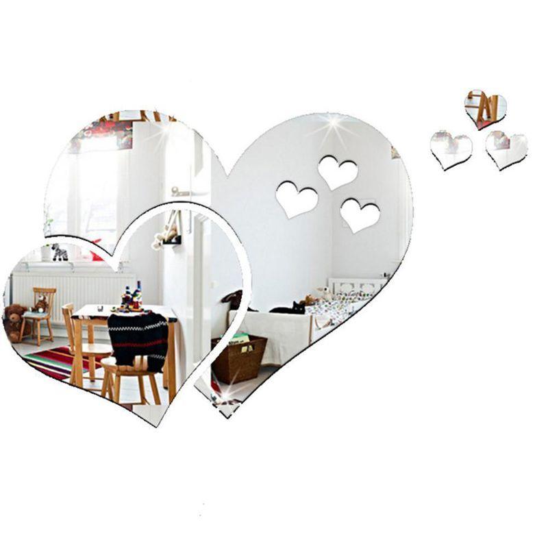 Beautiful 3d Love Heart Mirror Wall Stickers Decal For Stylish Home Decor