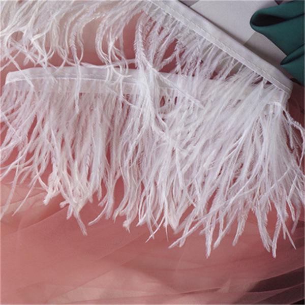 

Ostrich Feather Fringe - Various Colors, 10-15cm, 1 Meter for Clothing Accessories
