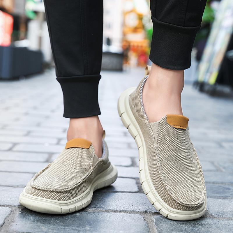Fashion 2025 New  Men's Comfortable Canvas Loafers Lightweight Anti - Slip Walking Shoe Breathable Round - Toe Outdoor Casual Flat Shoes