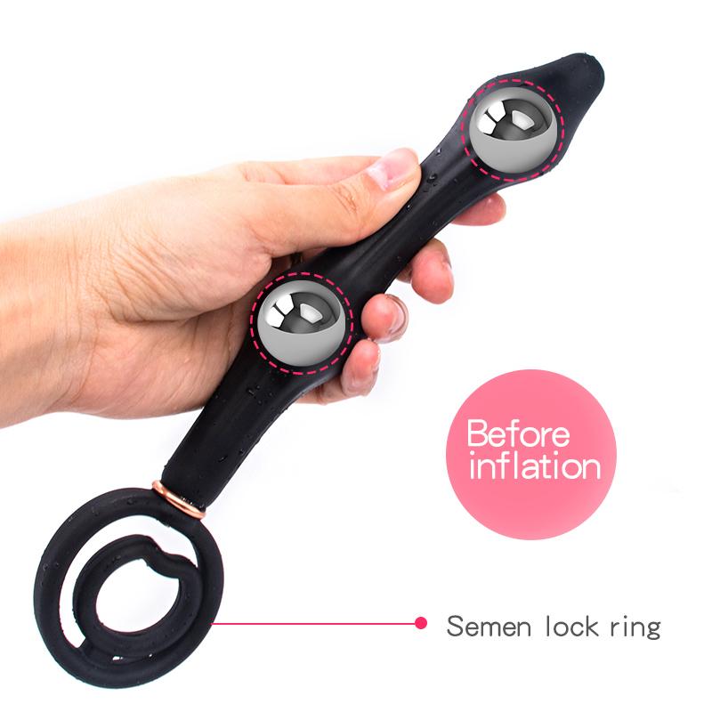 Double Bead Inflatable Anal Plug Anal Massager Expansion Stimulation  Sex Toys Fisting Silicone Tail Plug Anal Dildo