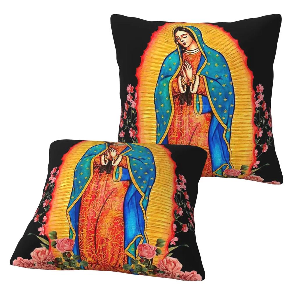 Virgin Of Guadalupe 2 Pcs Square Pillowcase Pillow Cover Cushion Decor Comfort Throw Pillow For Home Living Room