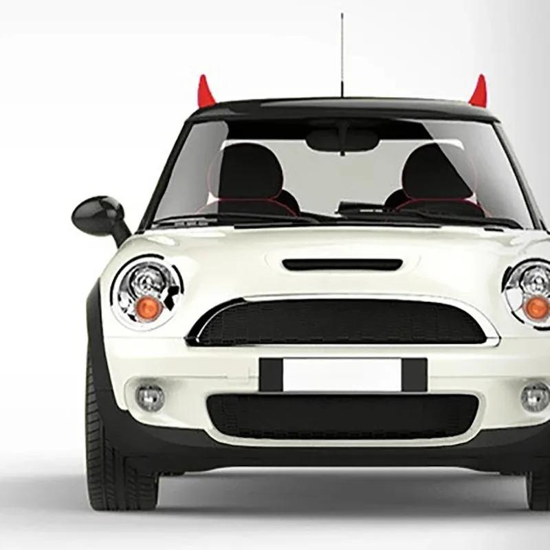 2pcs 3D Cool Design Car Sticker - Devil Horn, Anti-collision Small Saplin, Car Roof Decoration, Roof Sticker, 3D Sticker