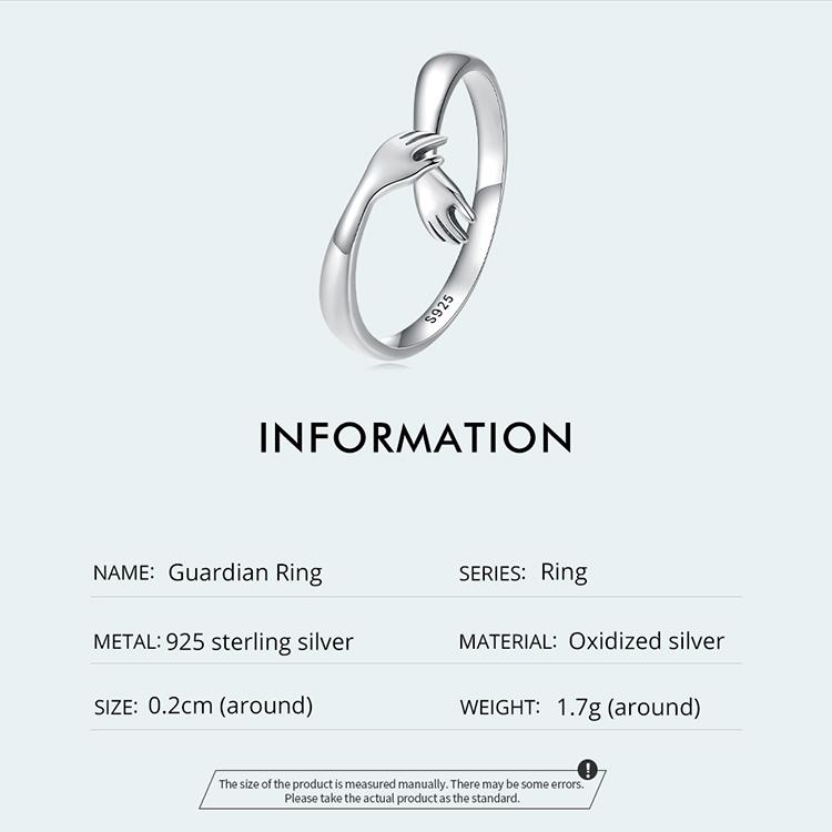 BAMOER Romantische Hand Offene Finger Ringe Für Frauen 925 Sterling Silber Mädchen Europäischen Einfache Einstellbare Wächter Ring Schmuck Geschenk