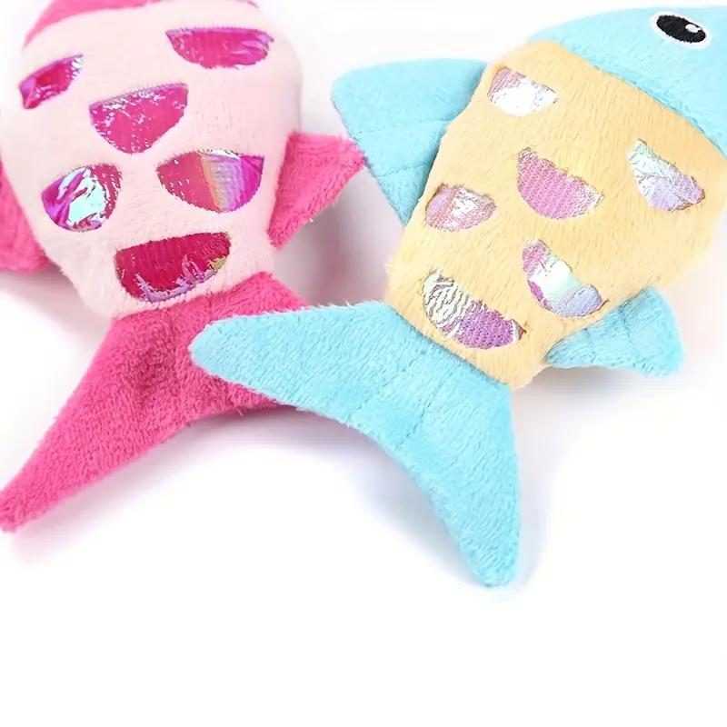 Colorful Pet Cat Toys Fish Crinkle Paper Plush Pet Toys Durable Biting Pet Cat Kicker Toy Teeth Grinding Cat Kitten Catnip Toys