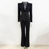 Spot 2026 Celebrity Temperament Slim Fit Two-Piece Suit with Copper Chain and Beaded Long Pants