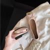 Sheepskin version~ Splicing square head with one pedal bow single shoes women's flat leather ballet shoes