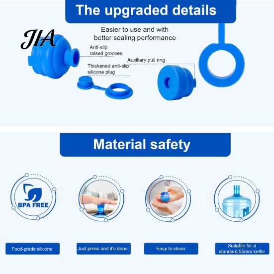 Universal Replacement Lid for Water Bottles Jug Cap, Silicone Reusable Non Spill Durable Cap Household Dispenser Bottle Caps 55mm Kitchen Accessory