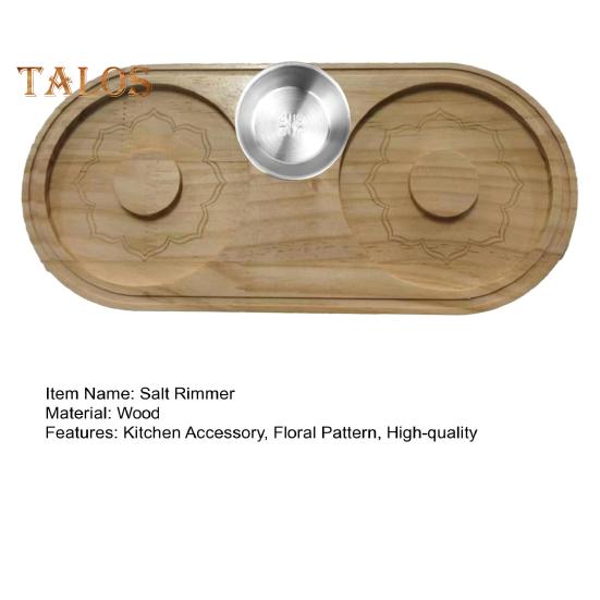 Cocktail Salt Rimmer 2-in-1 Wooden Cocktail Sugar Rimmer with Cutting Board Home Bar Party Glass Rimmer Accessories