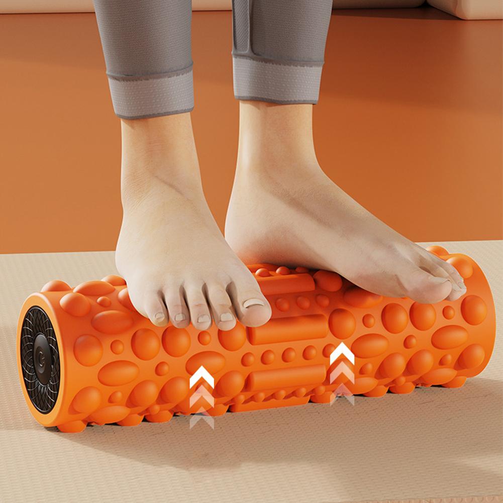 Electric Vibrating Foam Roller Massage Column Rechargeable Exercise Roller 5 Mode Muscle Tissue Massager Roller for Yoga Pilates