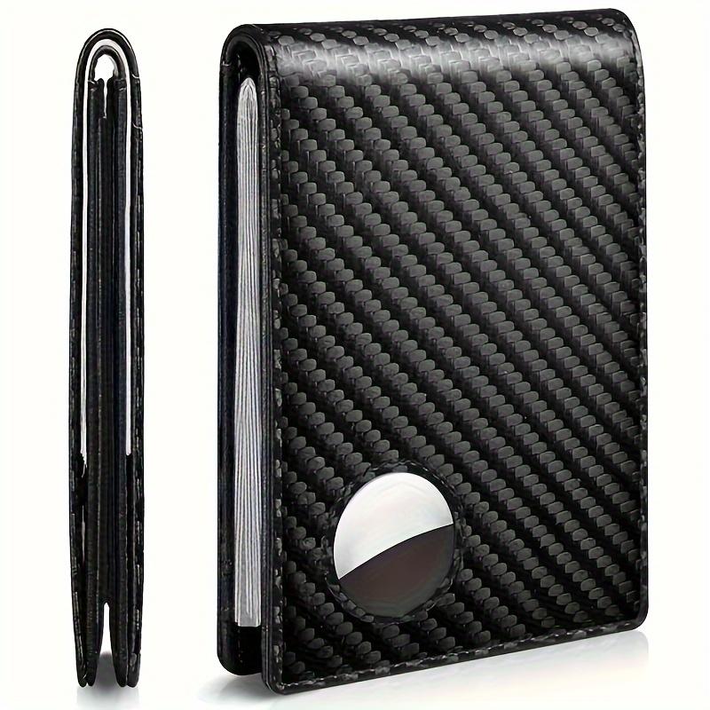 Rfid Carbon Fiber Leather Men Airtag Wallets Purse Credit Card Holder for Air Tag Purse Black Luxury Minimalist Wallet for Men