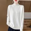 Women's Age-Reducing Loose Pure Wool Sweater, Half-High Collar, Thickened Knit Top for Autumn/Winter.