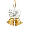 Three-Dimensional Metal Christmas Bowknot Decoration with 2 Iron Bells and Top Hanging Loop for Storefronts and Hotel Lobbies