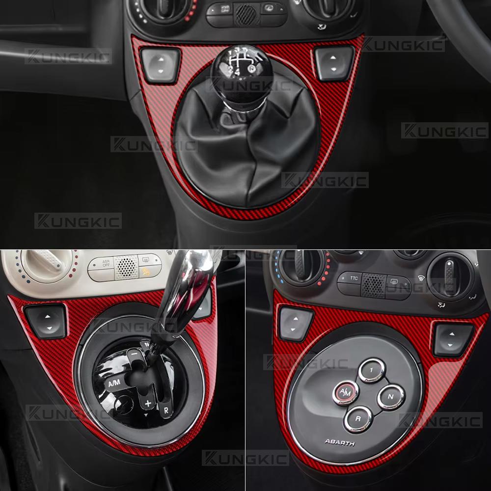 For Abarth 595/695/Fiat 500C 2012-2015 For Fiat 500 2008-2015 Real Soft Carbon Fiber Sticker LHD RHD AT/MT Car Gear Shift Trim