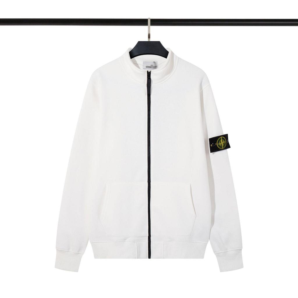 Cross Classic STEIN Stehkragen Reißverschluss Strickjacke Frottee Ärmel Abzeichen Lässige Herrenjacke