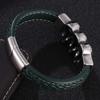 Fashion Charm Skull Stainless Steel Leather Braided Men Bracelet Jewelry Skull Punk Bangles Accessories