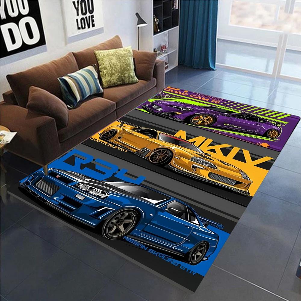 

GT R Килим для Спальні Чоловіків Ігрової Кімнати Нековзкий Килим J JDM Стиль Перегонів Підлоговий Килимок Декор Вітальні Подарунок для Автолюбителя Чоловіча Печера 60cm x 90cm