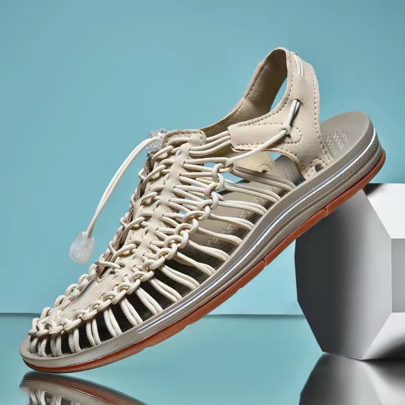 Summer Comfortable Mens Textile Knitting Upper Eva Footbed Dress Beach Water Shoes, Updatest Newest Fashionable  Japanese