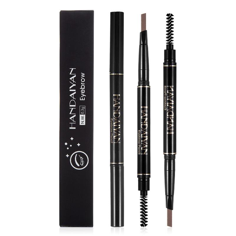 Double Eyebrow Pencil Five Automatic Rotating Color Waterproof Not Shading with Eyebrow Brush Triangle Three-dimensional Eyebrow Pencil