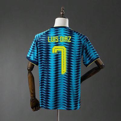 Camisa de Futebol Colômbia Fora de Casa Copa do Mundo 2026, Camisa Esportiva Respirável de Secagem Rápida, Versão Fan Manga Curta Top de Treino