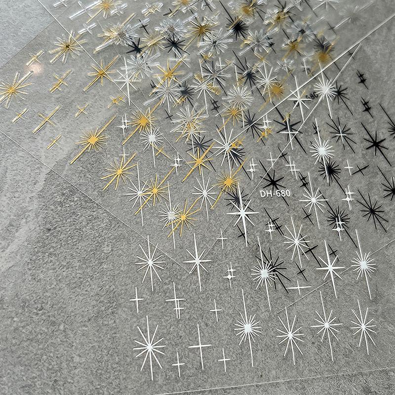 Star Radiant Nail Art Stickers Decals, 3D Self-Adhesive Nail Decals Line Designs Nails Supplies For Diy Nails Manicure Decor