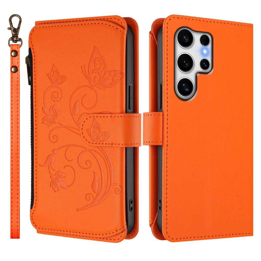 Crossbody Butterfly Flower Flip Leather Wallet Phone Case For Samsung Galaxy S25 Ultra S24 Plus S23 A06 A16 A26 A36 A56 A55 5G