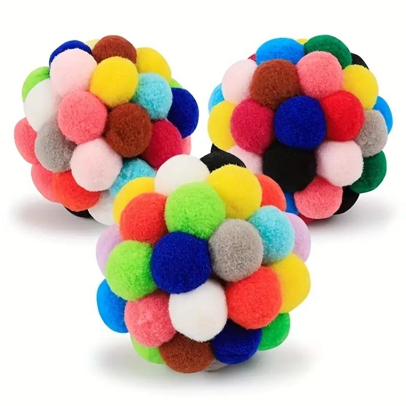 Colorful Plush Sound Ball, Cat'S Self Soothing Toy, Scratch Resistant Soft Rainbow Teasing Cat Ball