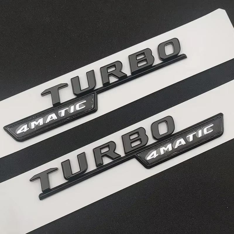 1Pc ABS TURBO 4MATIC Car Trunk Letters Emblem Badge Logo Stickers Accessories For A 35 45 AMG W177 W176 A35 A45 A45S