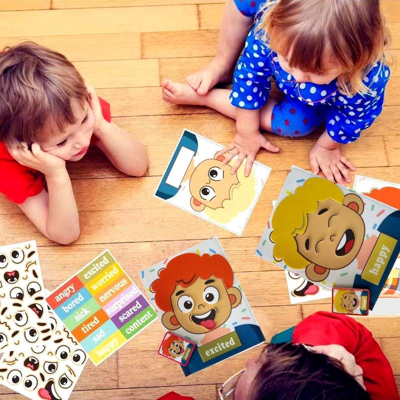 Montessori Emotions Learning Toy - 12 Emotion Cards & DIY Face Puzzle, Educational Game for Kids 3+ Years, Creative Gift for Boys and Girls