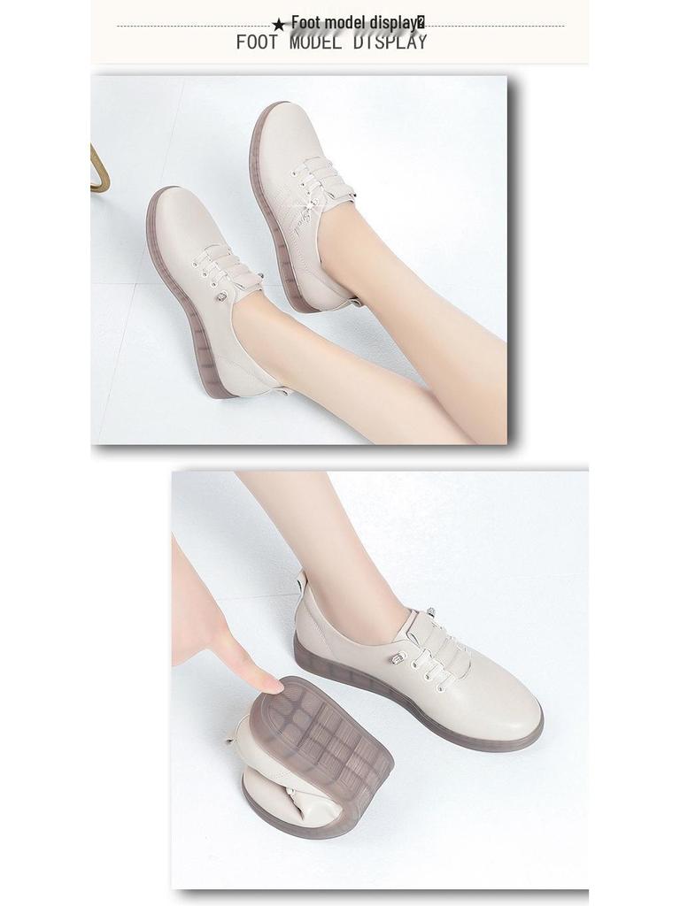 Soft Leather Mom Shoes: Autumn Comfort Deep Mouth Slip-Ons for Middle-Aged & Elderly Women with Soft Sole & Upper