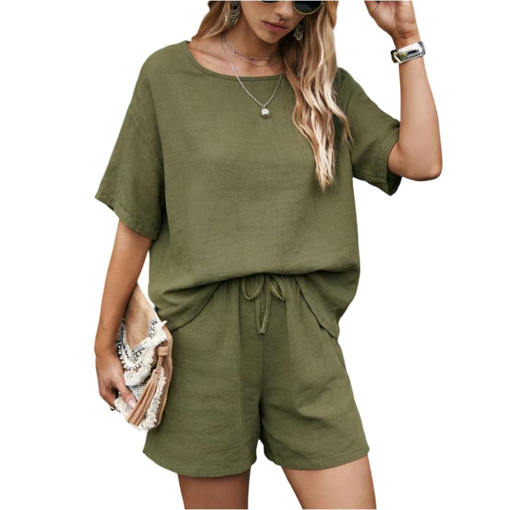 Fashionable Women's Temperament Loose Short Sleeved Shorts Set