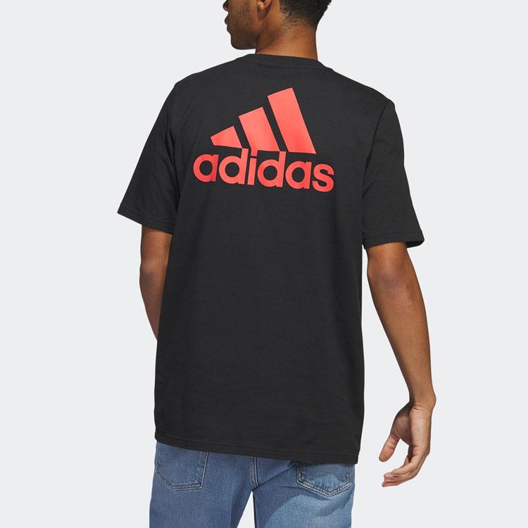 Adidas Logo Print Crew Neck T-Shirt Men Tops Black HA7208