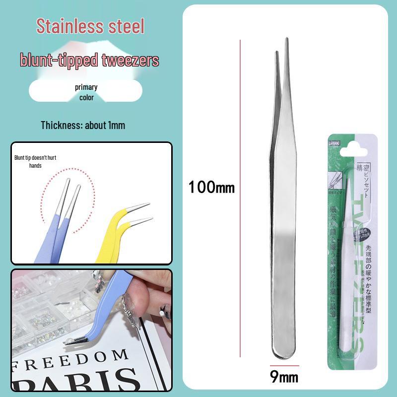 Colorful Stainless Steel Curved Tweezers for False Eyelashes and Planner Clips