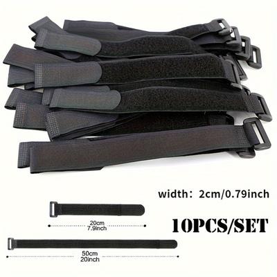 10Pcs Durable Nylon Hook & Loop Ties, Reusable Cable Management & Safety Fastening Straps