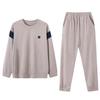 Island Fleece Pajamas Women'S Autumn And Winter Thin Fleece Round Neck Pullover Coral Fleece Loungewear Spring And Autumn Large Size Warm Suit
