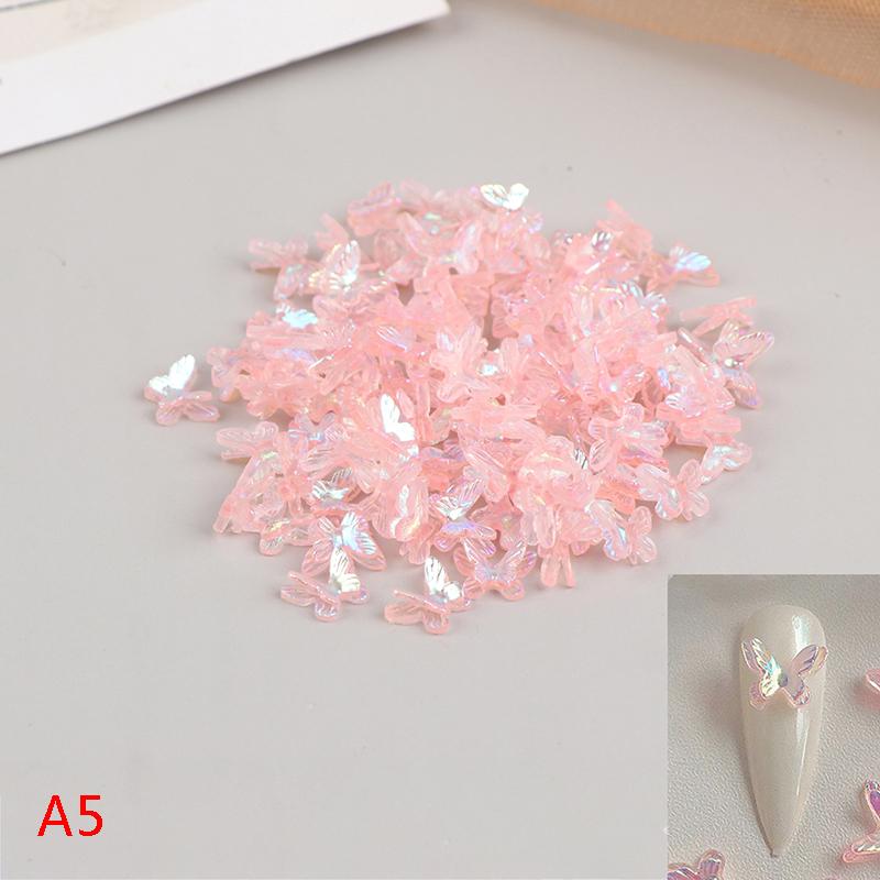 20 szt. Aurora Brokatowe Kolorowe Motyle Ozdoby do Paznokci DIY Żywica Naklejki Manicure