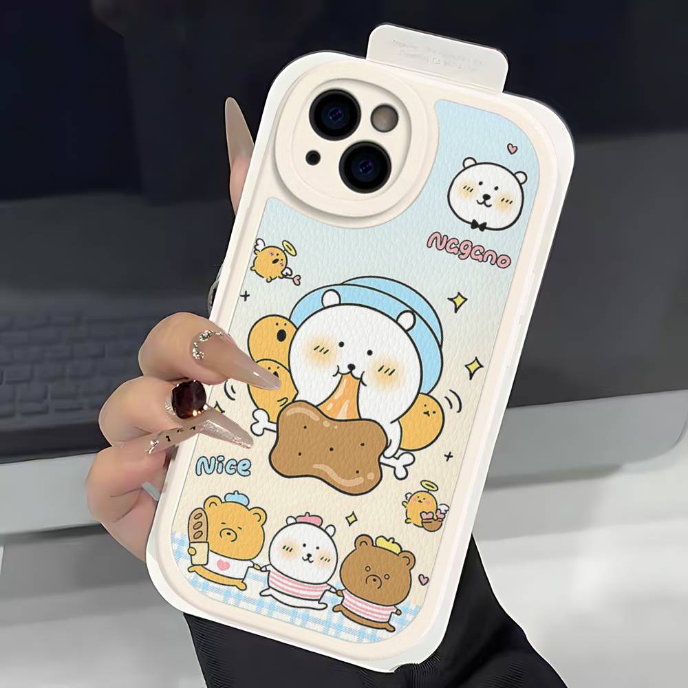 

Popular Cute J-Joke B-Bear Phone Case For IPhone 16 15 14 13 12 11 Pro Max Plus Leather Soft Cover iphone 13