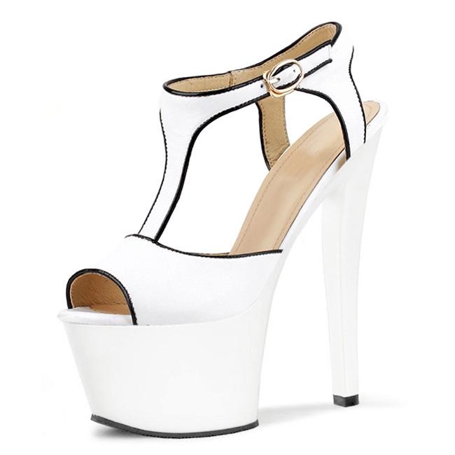 15Cm high heels thin heel waterproof table fish mouth hollow women's shoes, bag heel hate sky high sandals