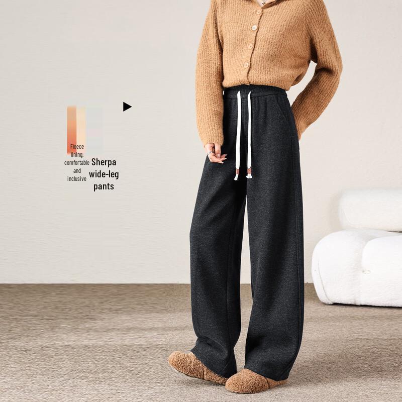 Women's Snow Velvet Fleece-Lined Curved Wide-Leg Pants