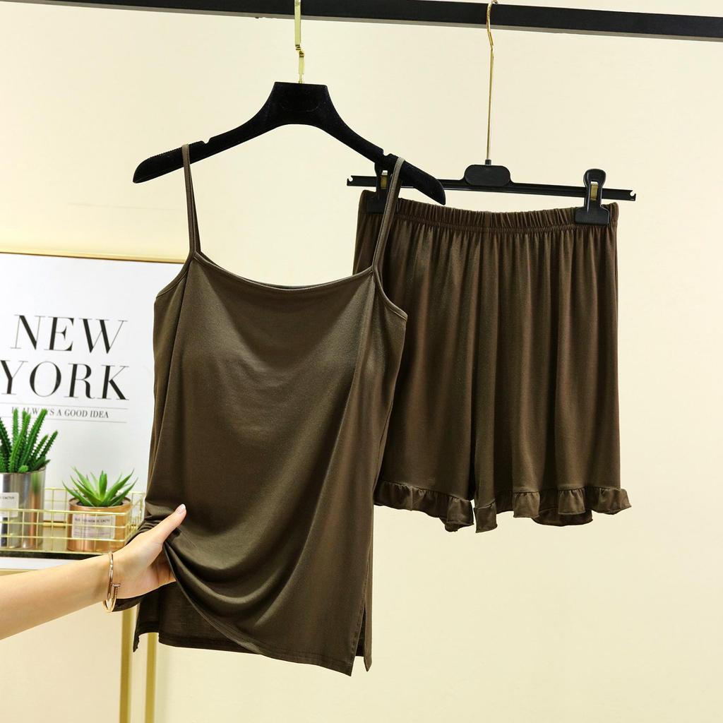 Modal Cotton Tank & Shorts Pajama Set: Women's Loose Slimming Summer Sleepwear Two-Piece