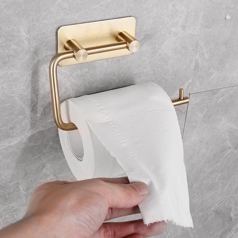 No Drilling Stainless Steel Tissue Holder, Square Towel Rack & Bathroom Toilet Paper Holder, Wall Mounted Bathroom Accessories