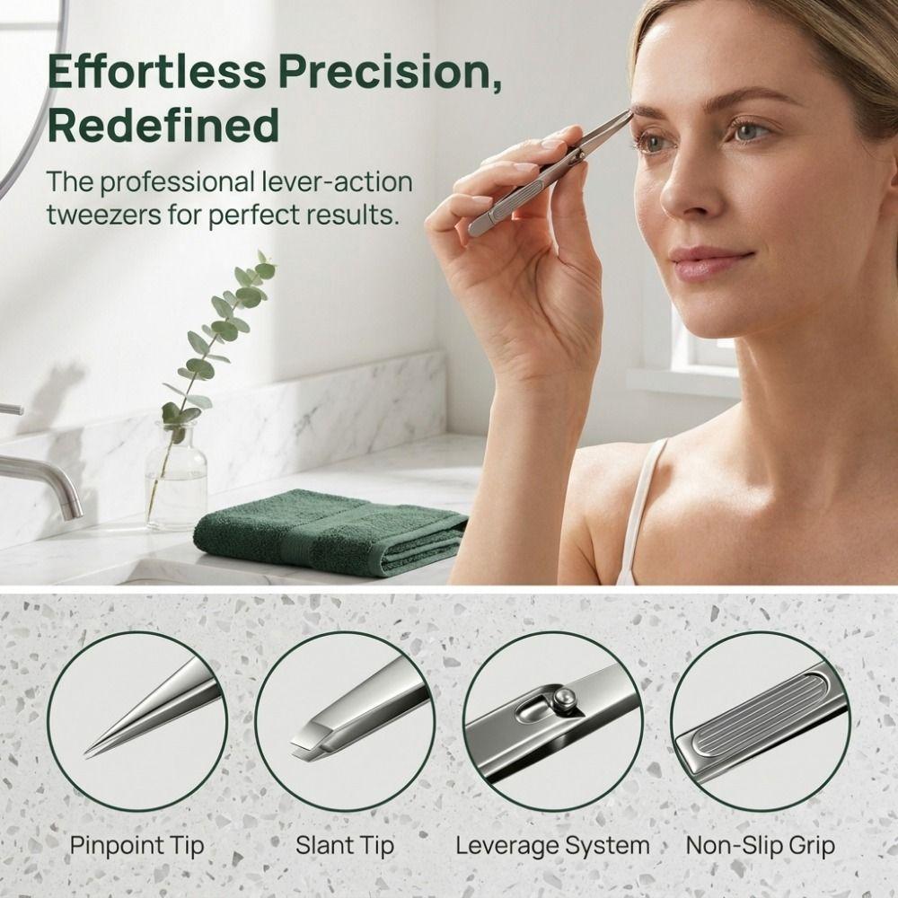 1/2Pcs Labor-Saving Effort Lever-Action Eyebrow Tweezers Fine Hairs Puller  Facial Hair Removal