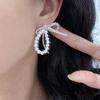 Hejia Exaggerated Ribbon Pearl Line Sterling Silver Earrings for Women - Korean Style Luxury