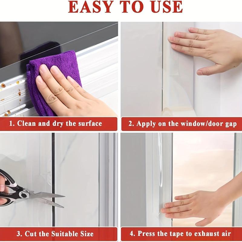 10m Window Sealing Tape Transparent Self Adhesive Draft Stopper for Doors Windows Glass Gaps Windproof Waterproof Soundproof