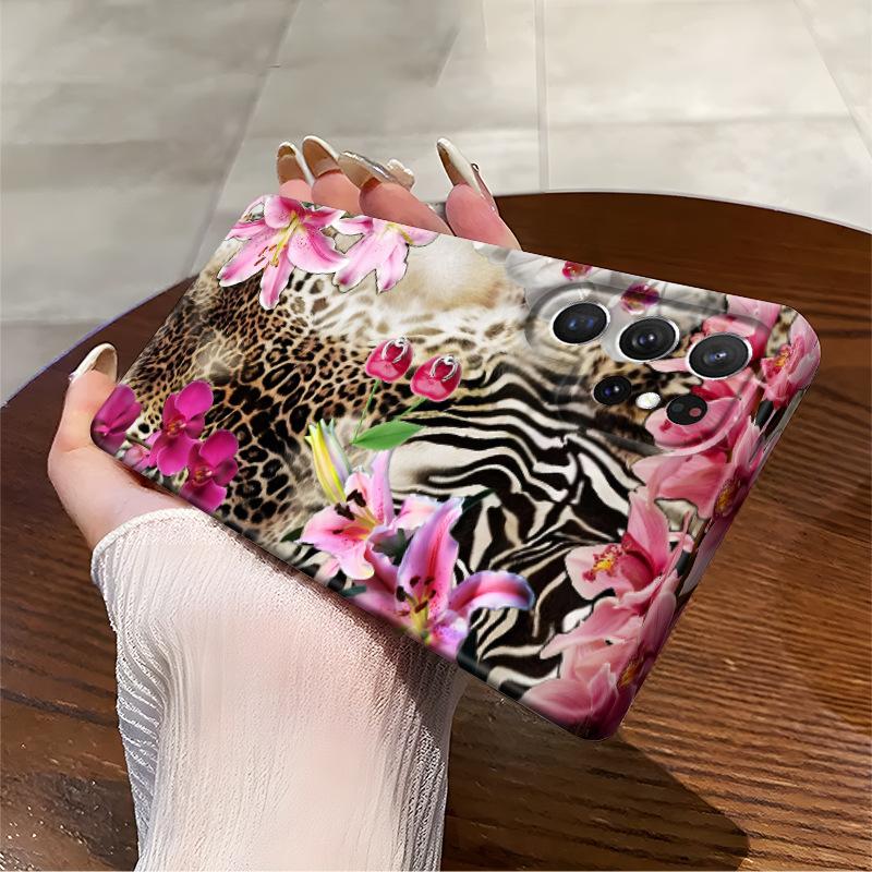 European and American retro leopard print flower Galaxy A13.5G single-layer film case Samsung S25ultra mobile phone case