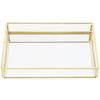 Vintage Metal Glass Storage Box Gold Rimmed Rectangular Cosmetics Display Box Glass Translucent Compartments Gold Tray
