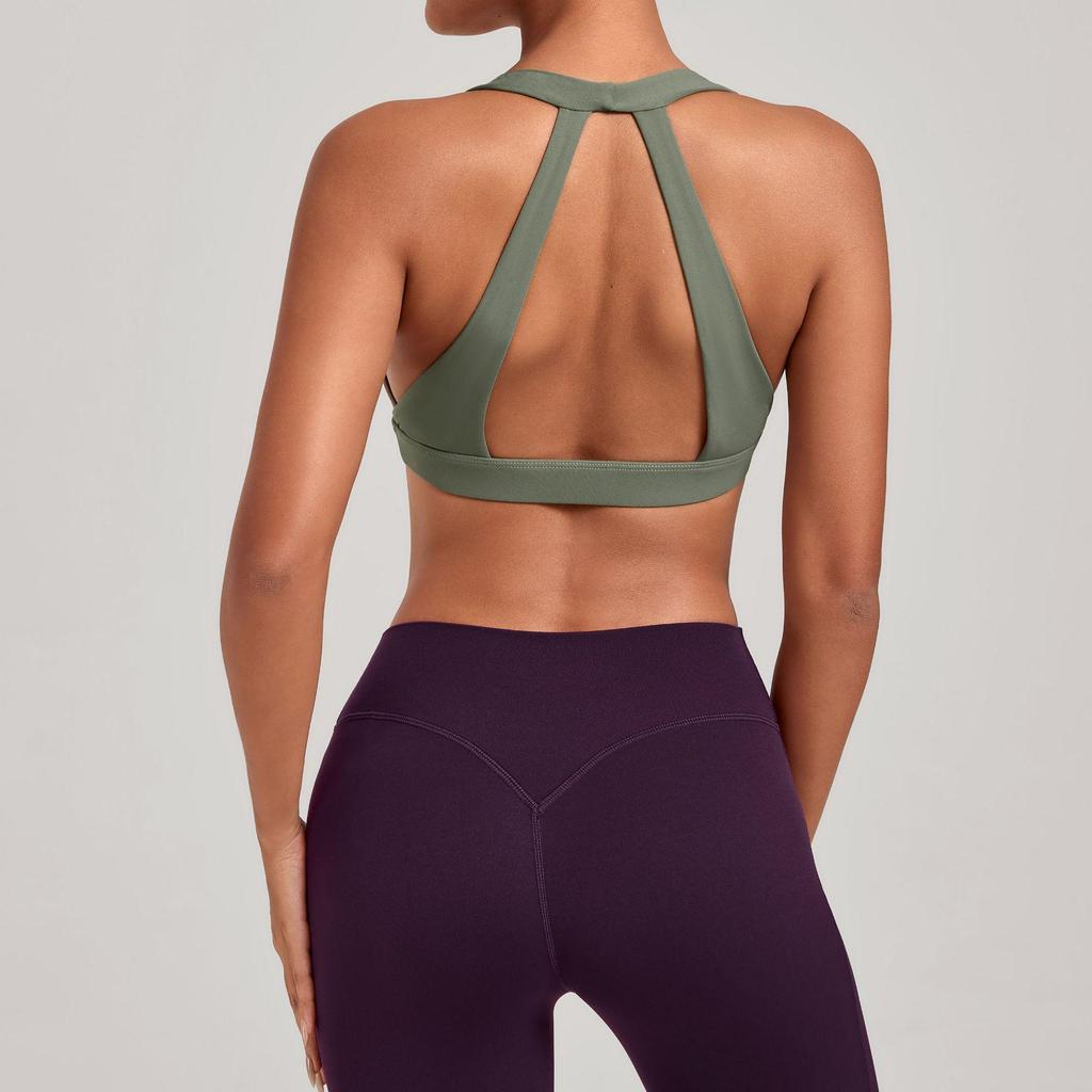Cross-Strap Halter Neck Yoga Bra for Running and Fitness