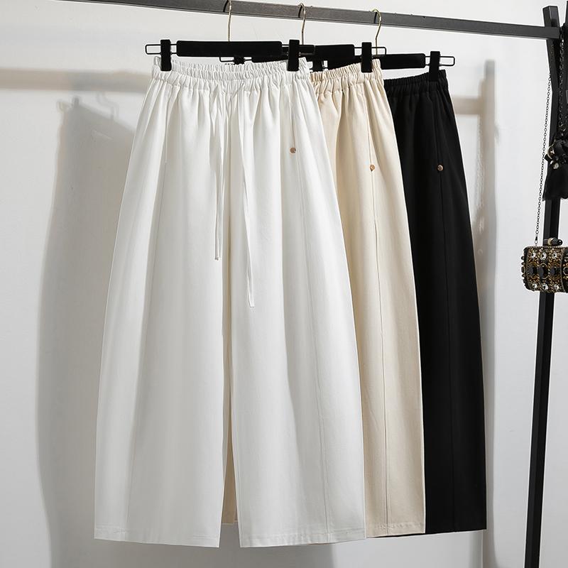DIMANAF 2026 Spring Summer New Plus Size Women Long Pants Cotton Loose Casual Elastic Waist Fashion Lady Bottoms Clothing