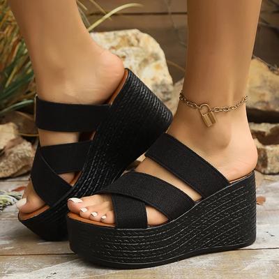 Fashion Cross Strap Wedge Heel Sandals for Women Summer 2025 Fashion Chunky Platform Slippers Woman Casual Thick Bottom Beach Sandalias